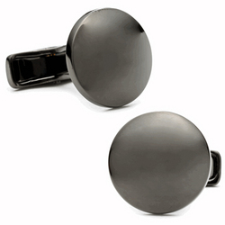Gunmetal Round Engravable Cufflinks