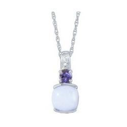 10kt White Gold Cushion Cut Opal Pendant with Iolite Accents