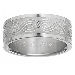 Mens Titanium Engraved Weave Band
