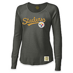 Women's Pittsburgh Steelers Longsleeve Tailsweep Waffle Tee
