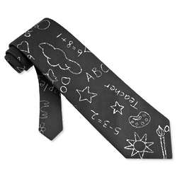 Teacher's Chalkboard Black Microfiber Tie