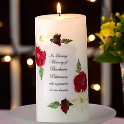 Red Floral Memorial Candle