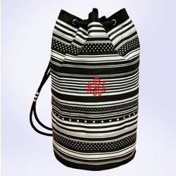 Funky Stripes Monogrammed Drawstring Carry-All Bag