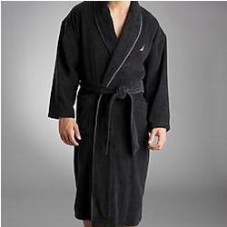 Velour Robe with Contrasting Piping