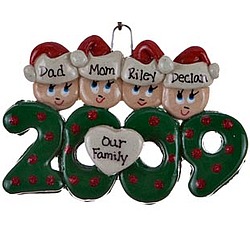 2009 Family of 4 Personalized Christmas Ornament