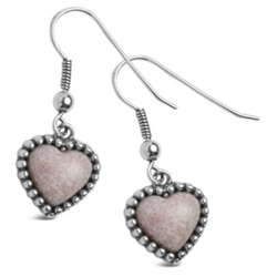 Pink Coral Mosaic Inlay Heart Earrings