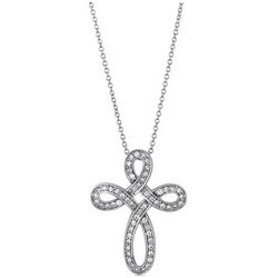 CZ Sterling Silver Cross Pendant Necklace
