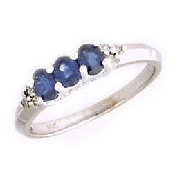 Sapphire Gemstone White Gold and Diamond Crown Ring