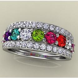Custom 9 Stone Mother's Ring with Diamonds