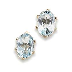 Genuine Blue Topaz Stud Earrings