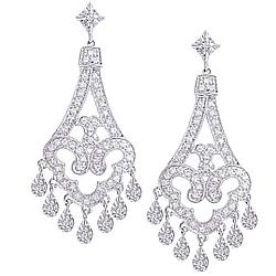 14k White Gold Diamond Chandelier Earrings