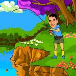 Your Photo In A Fishing By The River Caricature