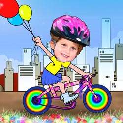 Your Photo In A Teenage Biker Caricature