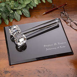 High Court� Engraved Crystal Gavel and Base