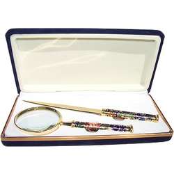 2" Cloisonne Magnifying Glass and Letter Opener