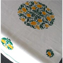 Square Linen Tablecloth with Lemons