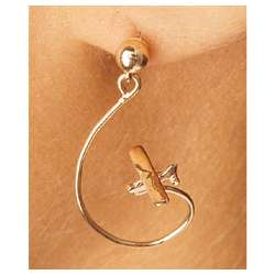 14K Gold Skywriting Airplane Earrings