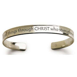 Sterling Silver Philippians 4:13 Cuff Bracelet
