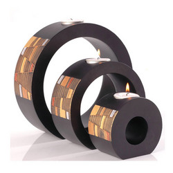 Bamboo Tealight Holder Set