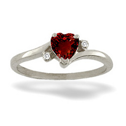 14K Genuine Garnet And Diamond Ring