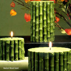 Green Bamboo Pillar Candles