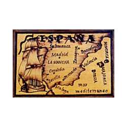 Spain Map Leather Photo Album in Natural