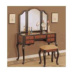 Canton Black & Red Vanity, Mirror & Bench