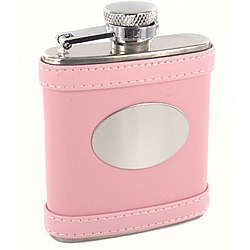 Personalized 2.5 oz. Genuine Pink Leather Flask