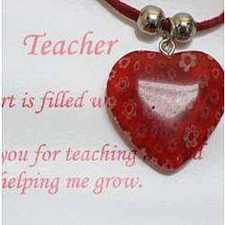 Teacher's Heart Glass Pendant