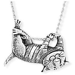 Sterling Silver Dangling Cat Necklace