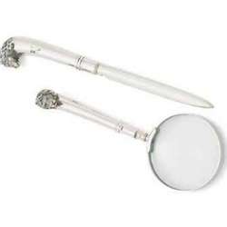 English Pewter Monarch Magnifying Glass and Letter Opener Set