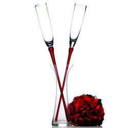 2 Carats Ruby Champagne Flutes Set