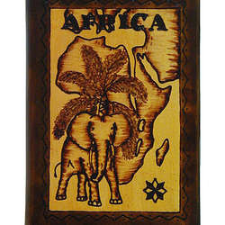 Africa Map Leather Photo Album in Natural